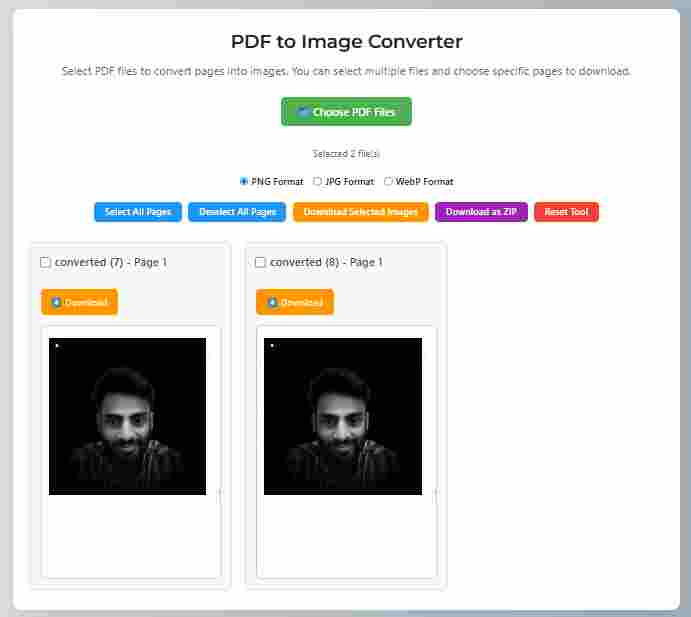 download converted images in ZIP, JPG, PNG, or WEBP using PDF to Image Converter