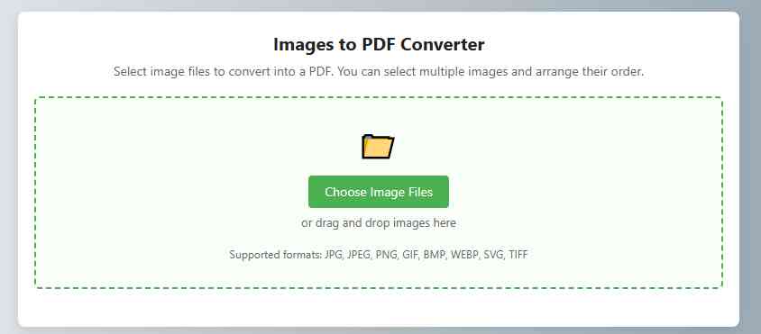 upload image by drag and drop using free JPG to PDF Converter tool