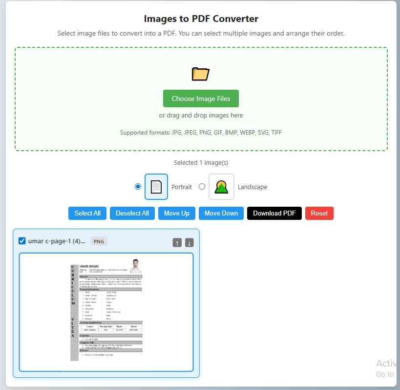 merge multiple images and adjust layout using Image to PDF Converter